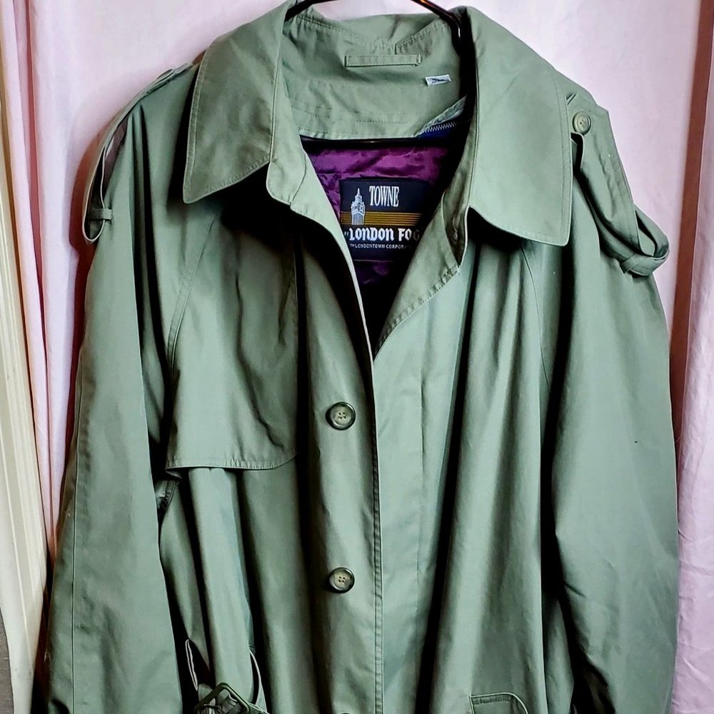 Mens London Fog Trench Coat Size 44 Reg Rem-Lin